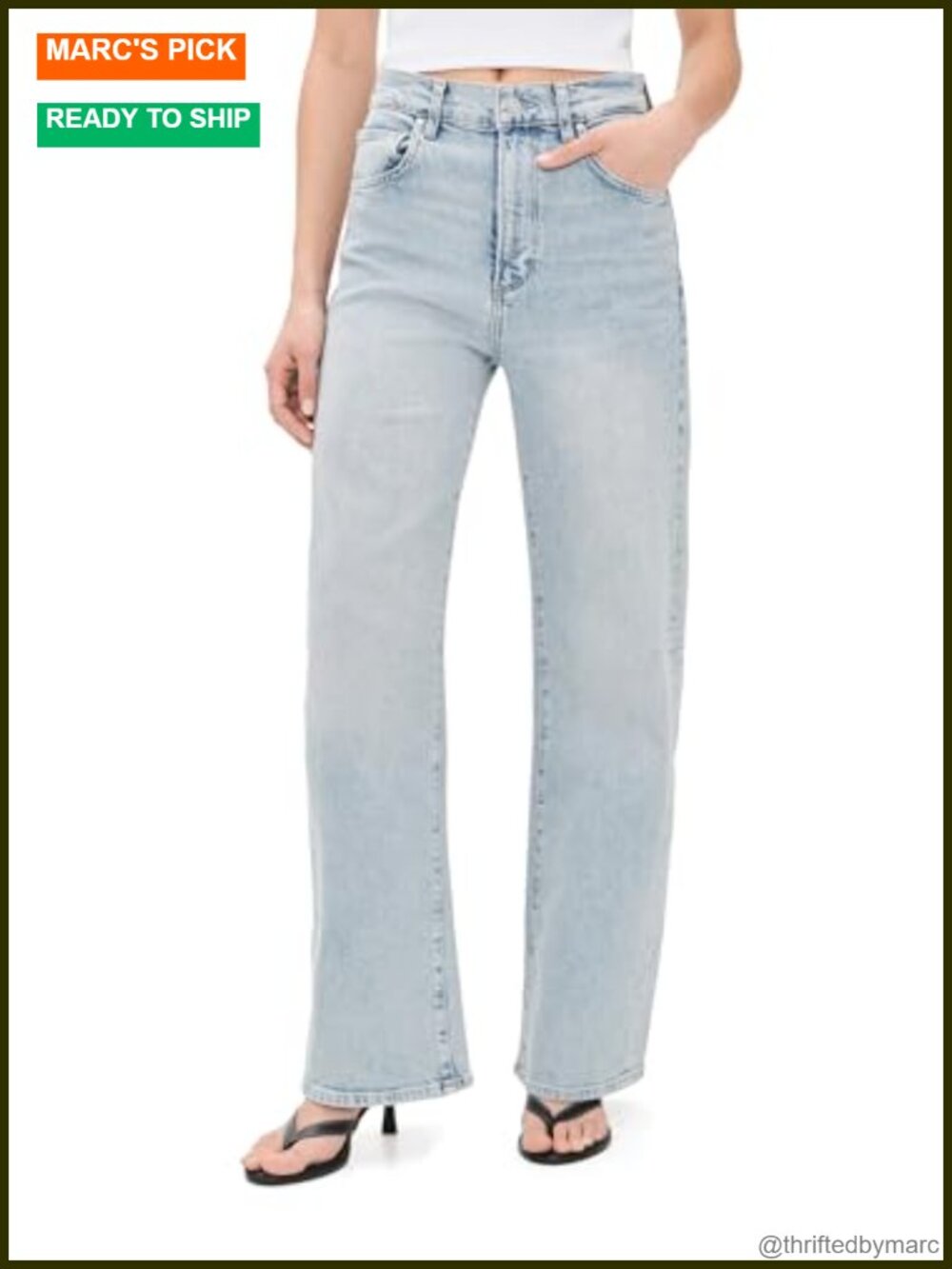 Mid-Weight Low-Stretch Denim High Rise Wide Leg Jeans 5-Pocket